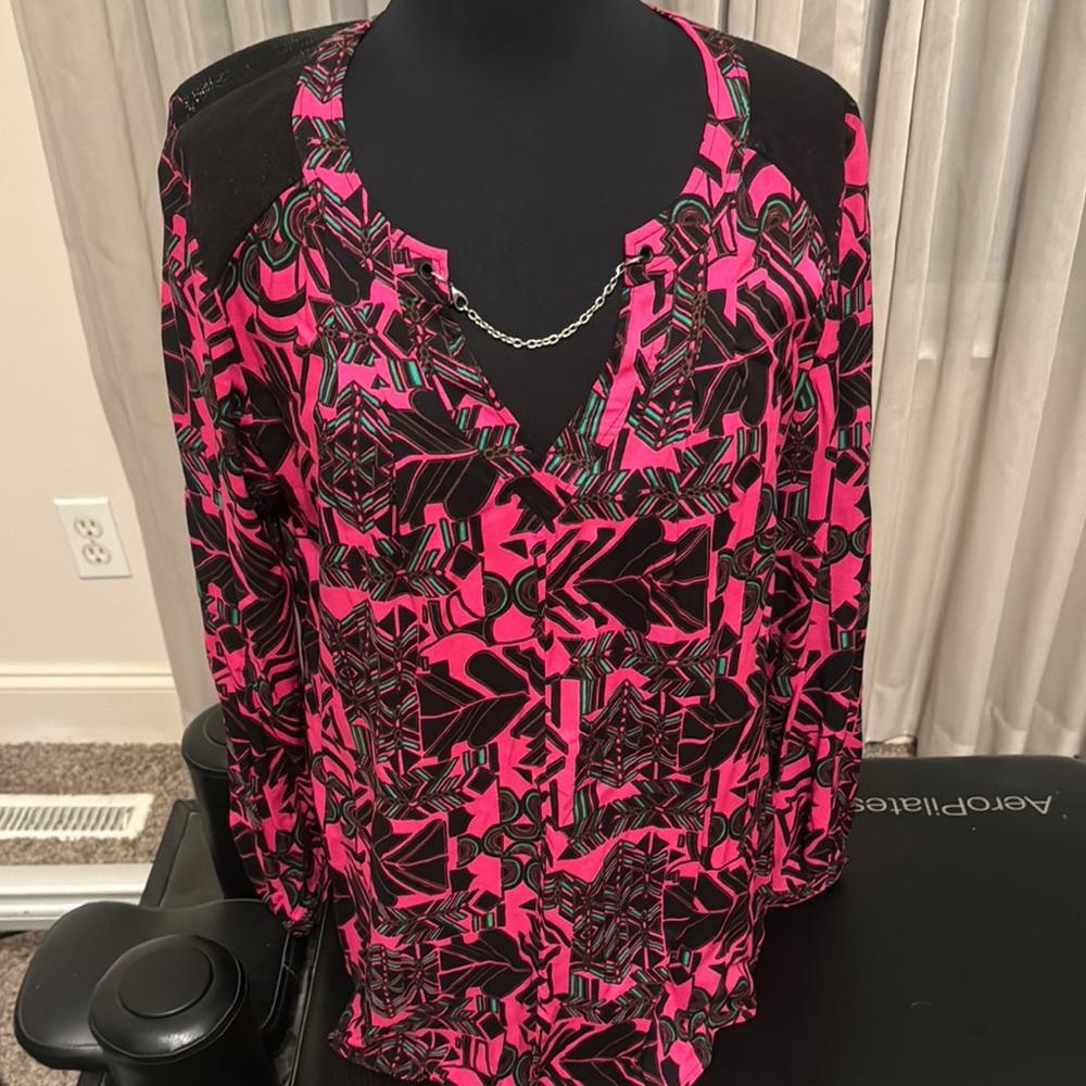 Vibrant Pink and Black Women's Top